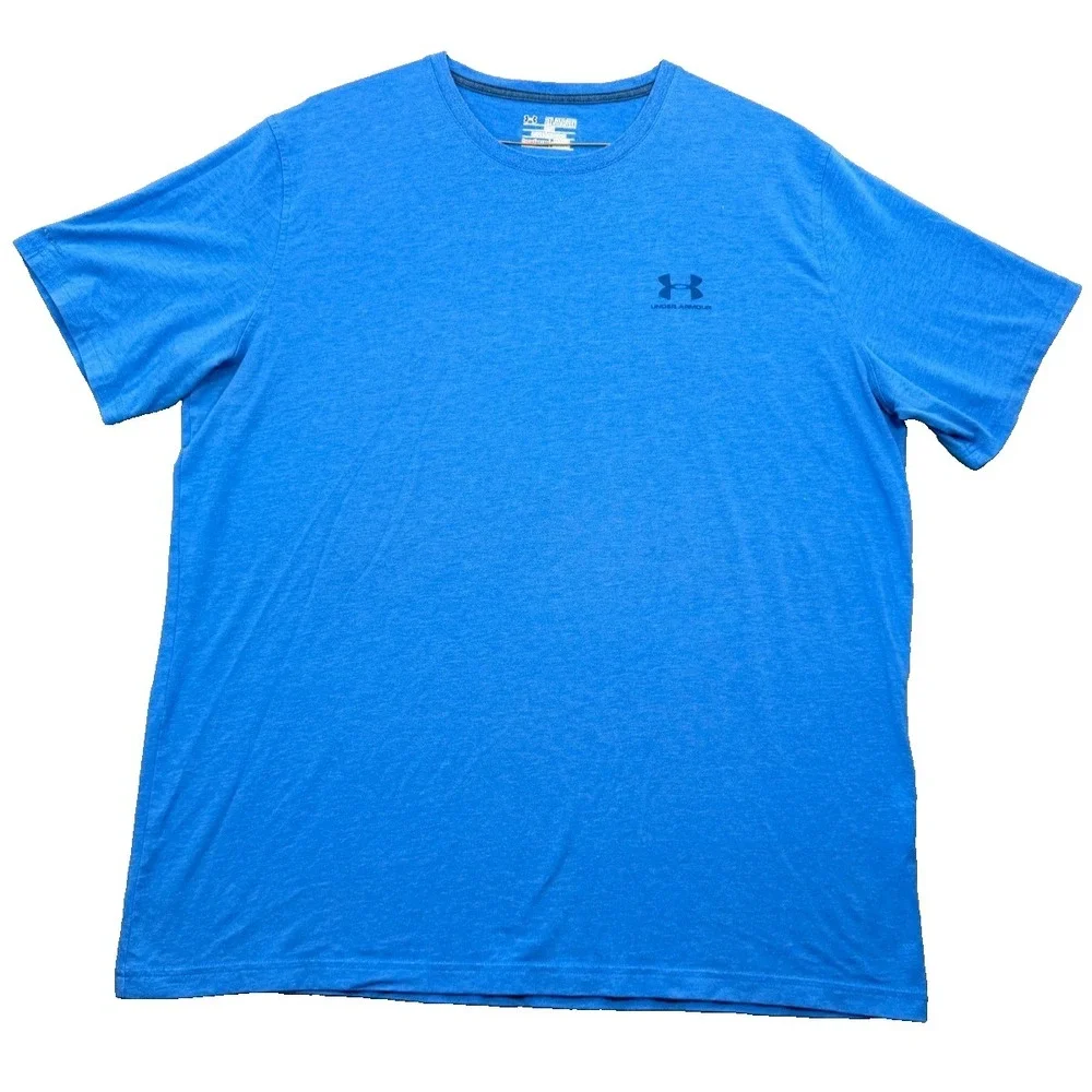 Under Armour HeatGear Mens 2XL Blue Loose Fit Short Sleeve T-Shirt Activewear - Picture 1 of 5